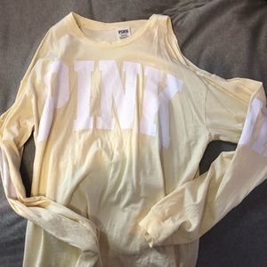Victoria Secret PINK pale yellow cold shoulder top